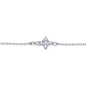 14K White Gold Chain Bracelet with Diamond Cross
