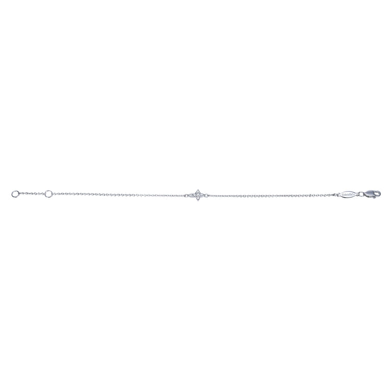 14K White Gold Chain Bracelet with Diamond Cross - 0.1 ct - Shot 3