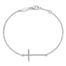 14K White Gold Chain Bracelet with Diamond Cross - 0.12 ct