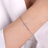 14K White Gold Chain Bracelet with Diamond Cross - 0.12 ct