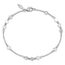 14K White Gold Chain Bracelet with Flat Rhombus Stations