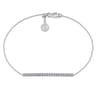14K White Gold Chain Bracelet with Pave Diamond Bar - 0.5 ct