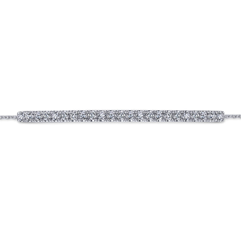 14K White Gold Chain Bracelet with Pave Diamond Bar - 0.5 ct - Shot 2