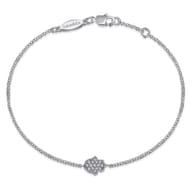 14K White Gold Chain Bracelet with Pave Diamond Hamsa