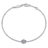 14K White Gold Chain Bracelet with Pave Diamond Hamsa - 0.11 ct