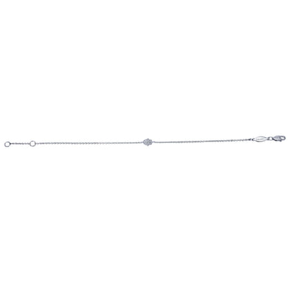 14K White Gold Chain Bracelet with Pave Diamond Hamsa