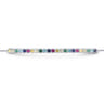 14K White Gold Chain Bracelet with Rainbow Color Stone Bar