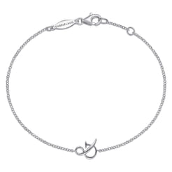 14K White Gold Chain Bracelet with & Symbol