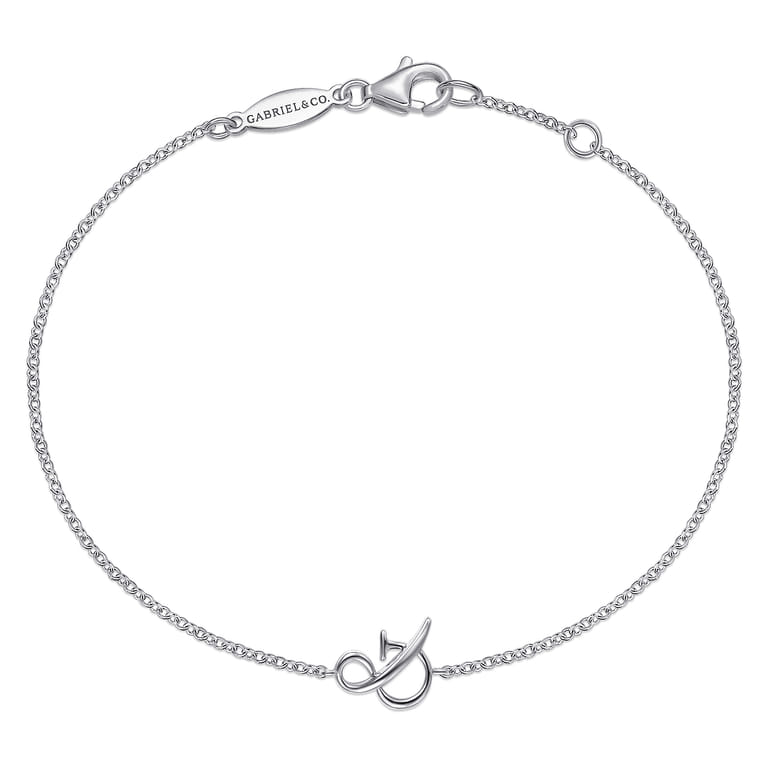 14K White Gold Chain Bracelet with  Symbol - Shot 1