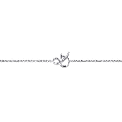 14K White Gold Chain Bracelet with  Symbol