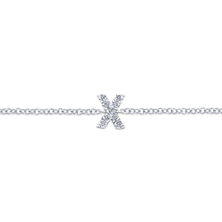 14K-White-Gold-Chain-Bracelet-with-X-Diamond-Initial2