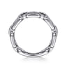 14K White Gold Chain Link Ring Band with Diamond Connectors - 0.1 ct