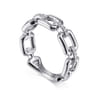 14K White Gold Chain Link Ring Band with Diamond Connectors - 0.1 ct