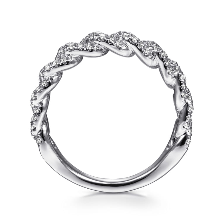 14K White Gold Chain Link Stackable Diamond Ring - 0.45 ct - Shot 2