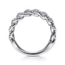 14K White Gold Chain Link Stackable Diamond Ring - 0.45 ct