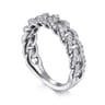 14K White Gold Chain Link Stackable Diamond Ring - 0.45 ct