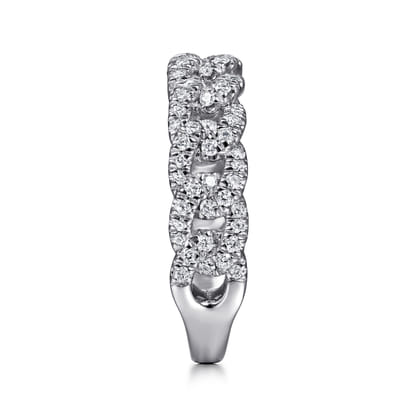 14K White Gold Chain Link Stackable Diamond Ring
