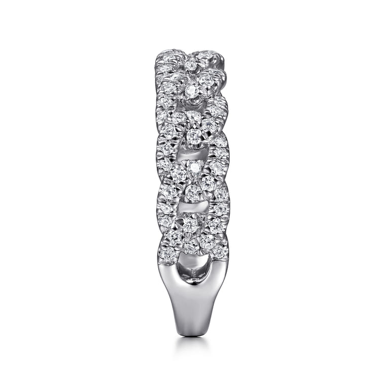 14K White Gold Chain Link Stackable Diamond Ring - 0.45 ct - Shot 4