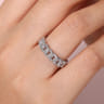 14K White Gold Chain Link Stackable Diamond Ring - 0.45 ct