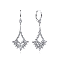 14K White Gold Chandelier Diamond Earrings