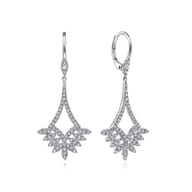 14K White Gold Chandelier Diamond Earrings