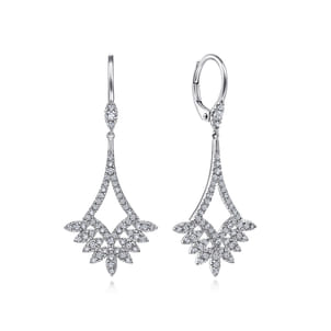 14K White Gold Chandelier Diamond Earrings