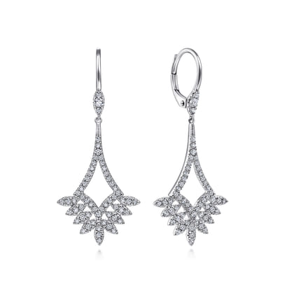 14K White Gold Chandelier Diamond Earrings