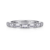 14K White Gold Channel Baguette 7 Stone Diamond Anniversary Band