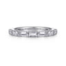 Straight Wedding Ring in 14k White Gold with Baguette Natural Diamond at Gabriel & Co.