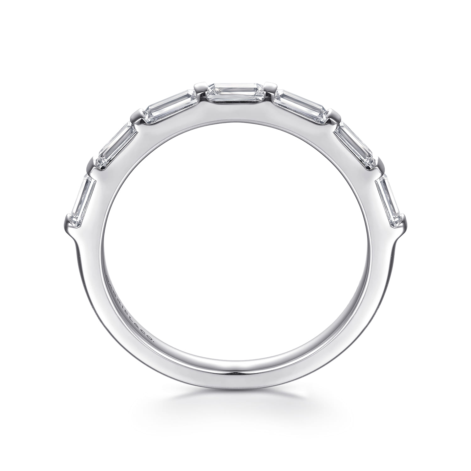 Straight Wedding Ring in 14k White Gold with Baguette Natural Diamond at Gabriel & Co. - Shot 2