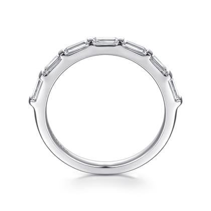 14K White Gold Channel Baguette 7 Stone Diamond Anniversary Band