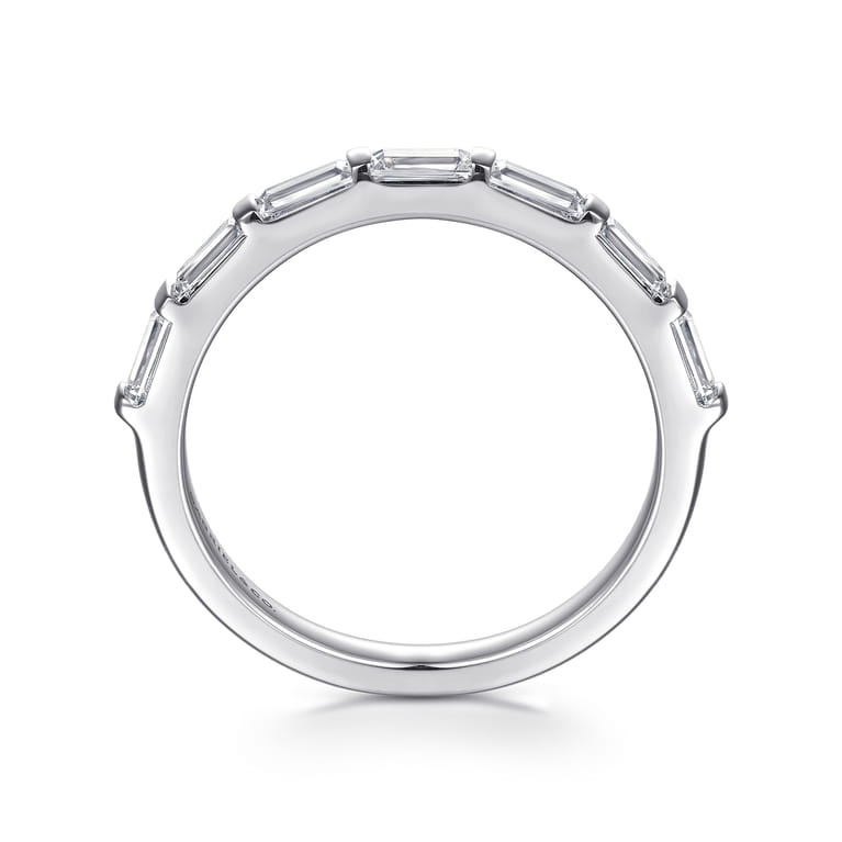 Straight Wedding Ring in 14k White Gold with Baguette Natural Diamond at Gabriel & Co. - Shot 2