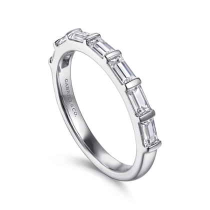 14K White Gold Channel Baguette 7 Stone Diamond Anniversary Band