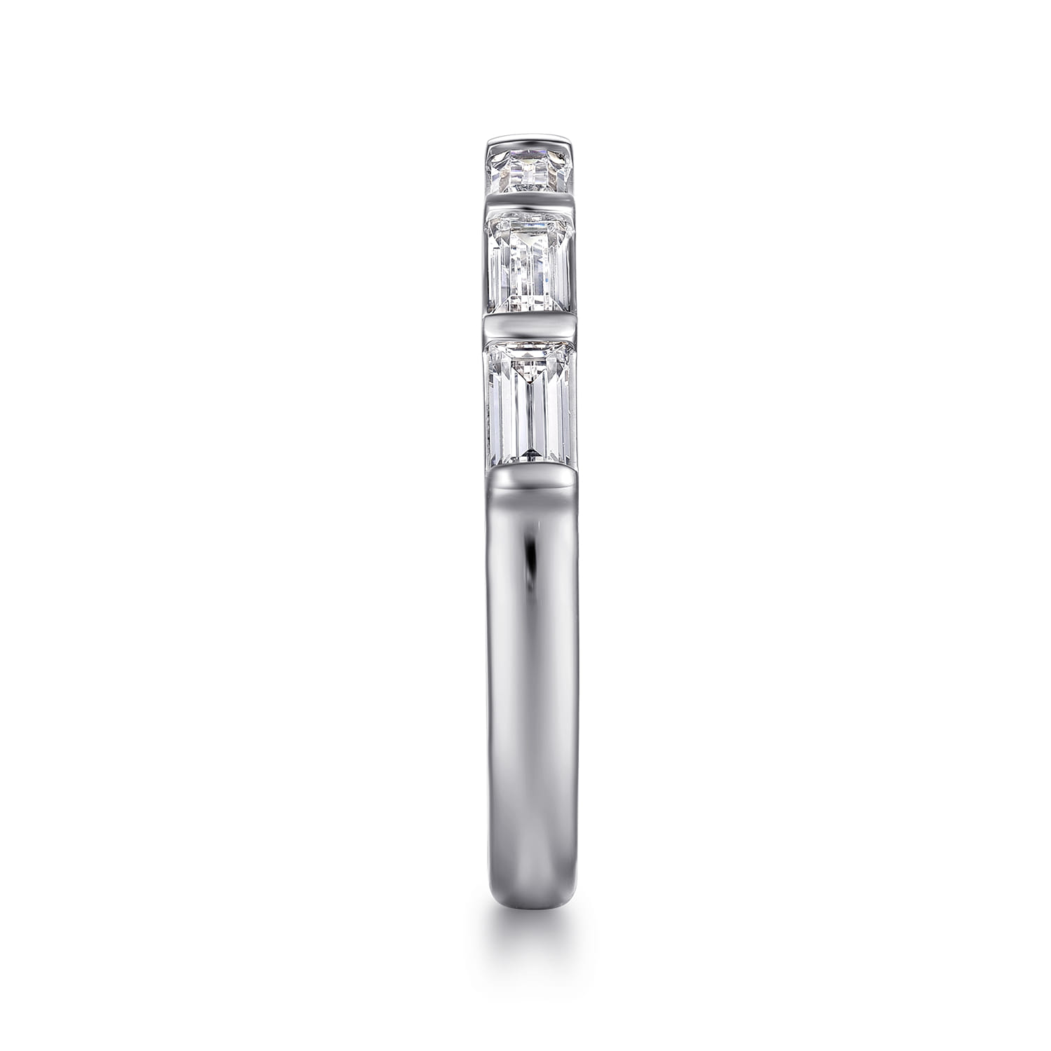 Straight Wedding Ring in 14k White Gold with Baguette Natural Diamond at Gabriel & Co. - Shot 4