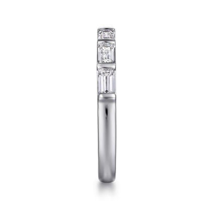 14K White Gold Channel Baguette 7 Stone Diamond Anniversary Band