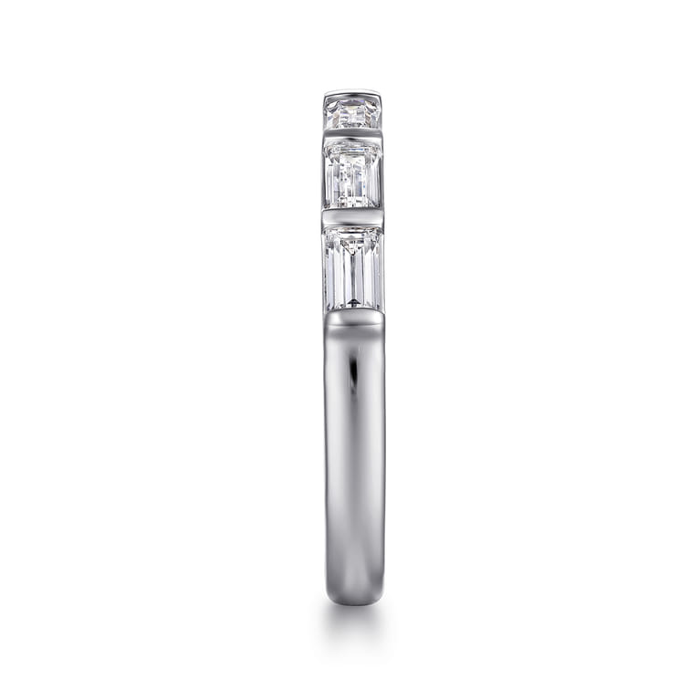 Straight Wedding Ring in 14k White Gold with Baguette Natural Diamond at Gabriel & Co. - Shot 4