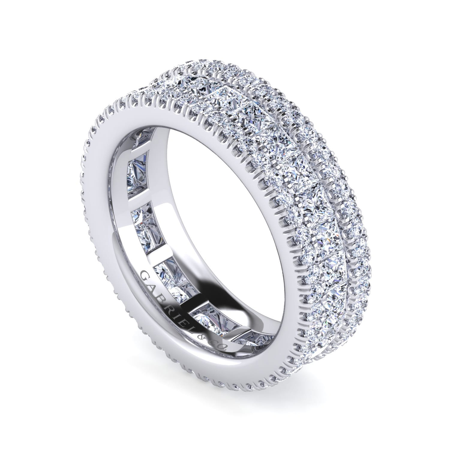 Eternity Band Wedding Ring in 14k White Gold with Round Natural Diamond at Gabriel & Co. - Shot 3