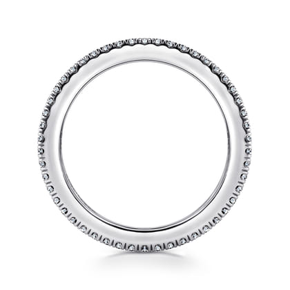 14K White Gold Channel Prong Set Princess Cut and Round Diamond Eternity Band