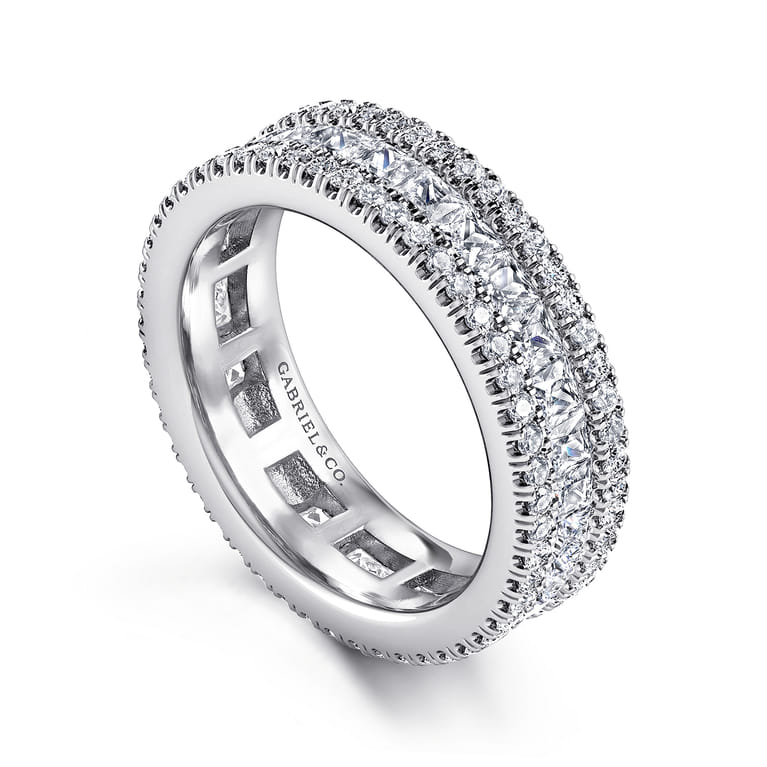 Eternity Band Wedding Ring in 14k White Gold with Round Natural Diamond at Gabriel & Co. - Shot 3