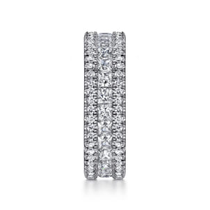 14K White Gold Channel Prong Set Princess Cut and Round Diamond Eternity Band