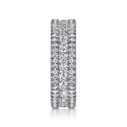 14K White Gold Channel Prong Set Princess Cut and Round Diamond Eternity Band