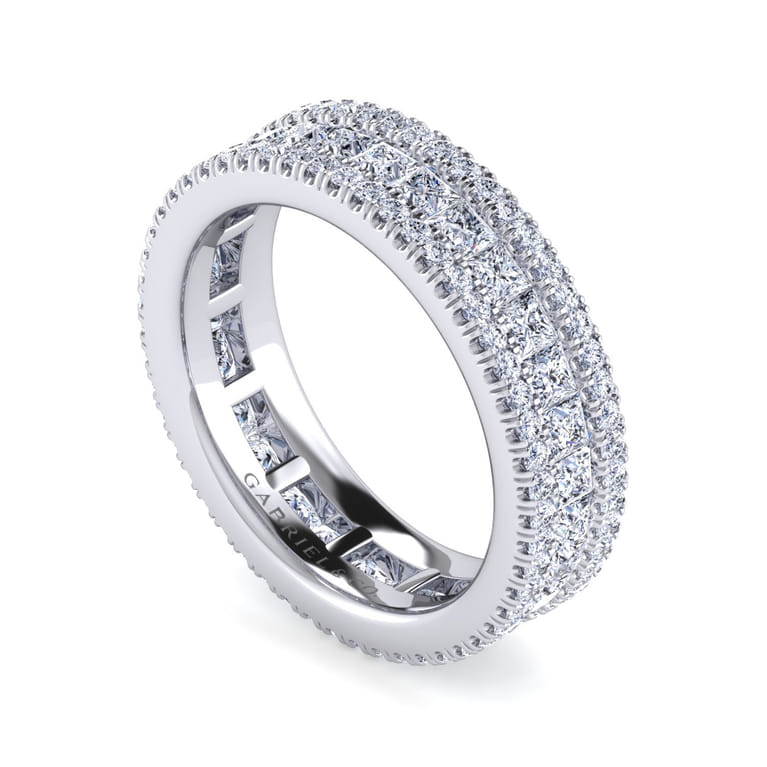 Eternity Band Wedding Ring in 14k White Gold with Round Natural Diamond at Gabriel & Co. - Shot 3