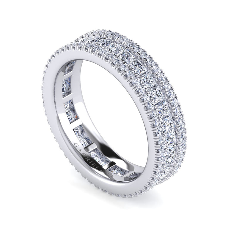 Eternity Band Wedding Ring in 14k White Gold with Round Natural Diamond at Gabriel & Co. - Shot 3