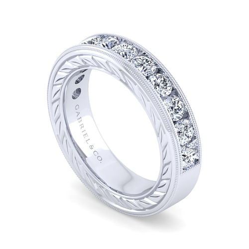 14K White Gold Channel Set Diamond Anniversary Band with Engraving - Shot 3