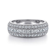 14K White Gold Channel Set Diamond Anniversary Band with Round and Princess Cut Diamonds