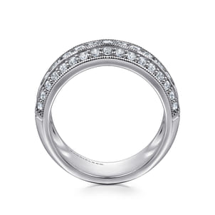 14K White Gold Channel Set Diamond Anniversary Band with Round and Princess Cut Diamonds