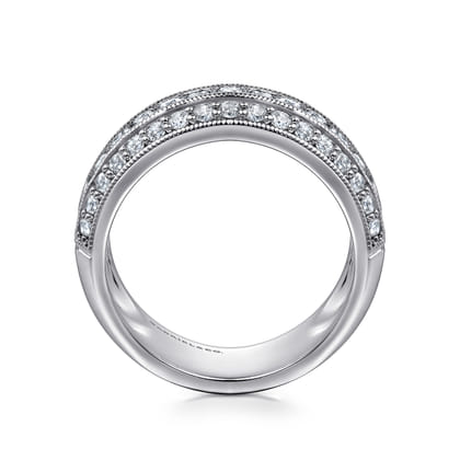 14K White Gold Channel Set Diamond Anniversary Band with Round and Princess Cut Diamonds