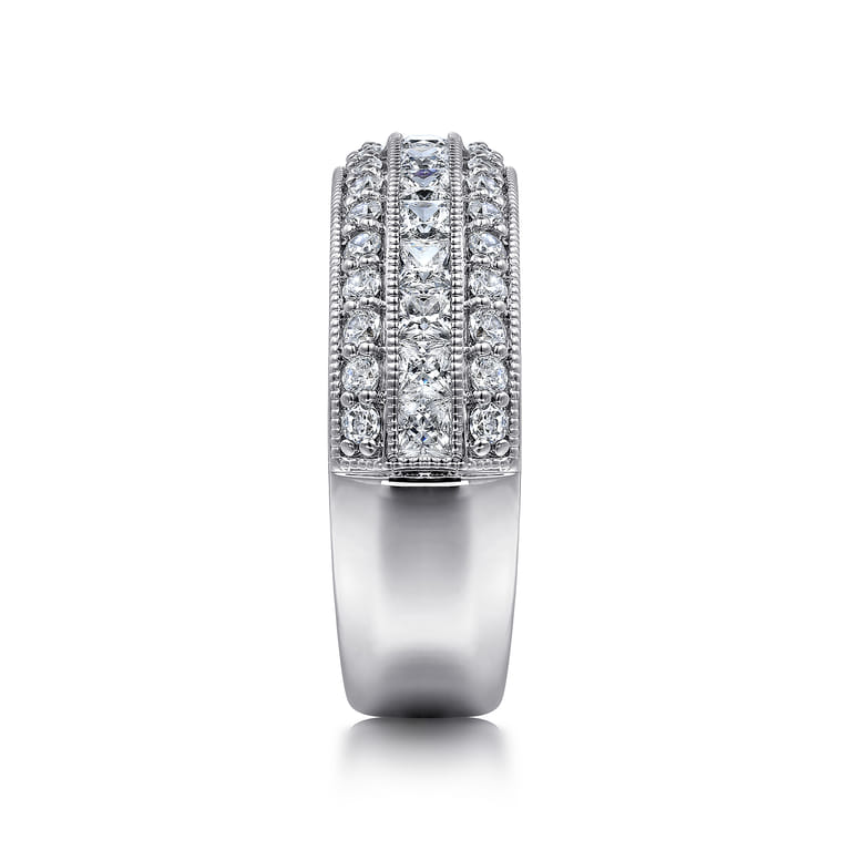 Fancy Wedding Ring in 14k White Gold with Princess Cut Natural Diamond at Gabriel & Co. - Shot 4
