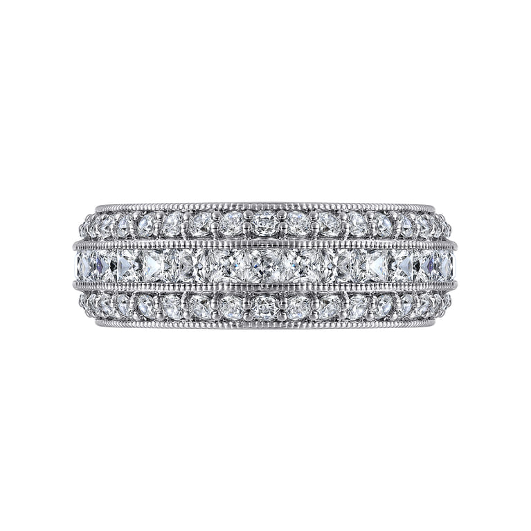 Fancy Wedding Ring in 14k White Gold with Princess Cut Natural Diamond at Gabriel & Co. - Shot 6
