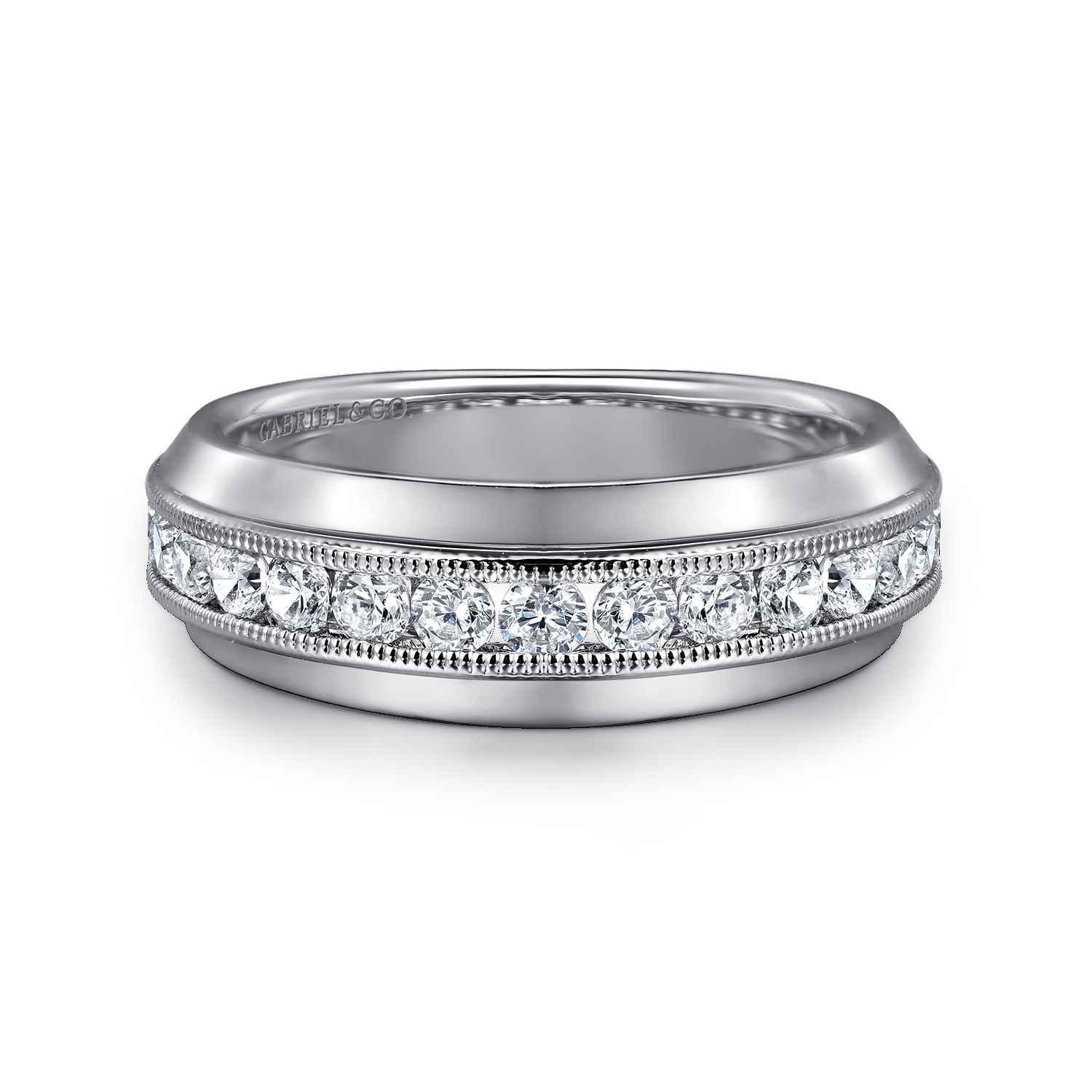 Straight Wedding Ring in 14k White Gold with  Natural Diamond at Gabriel & Co. - Shot 1
